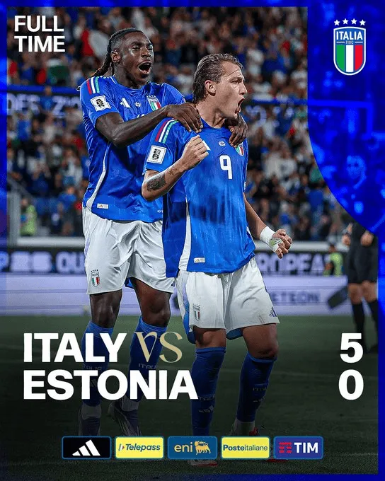 PG电子官方直营-意大利5-0爱沙尼亚全场数据：射门40-4，射正13-2，良机10-1